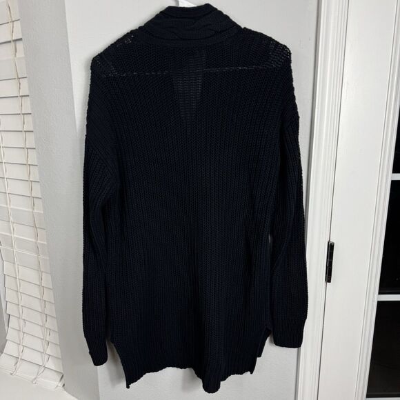 LRL Lauren Ralph Lauren Black Fisherman’s Chunky Knit Sweater 100% Cotton S - Picture 2 of 5